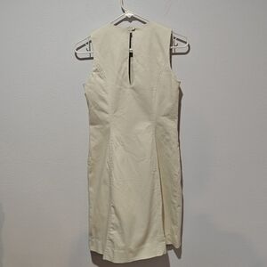 Fjäll Y2K Sheath Dress Size 2 Beige Cream Sleeveless Cotton Bust Darts Slits